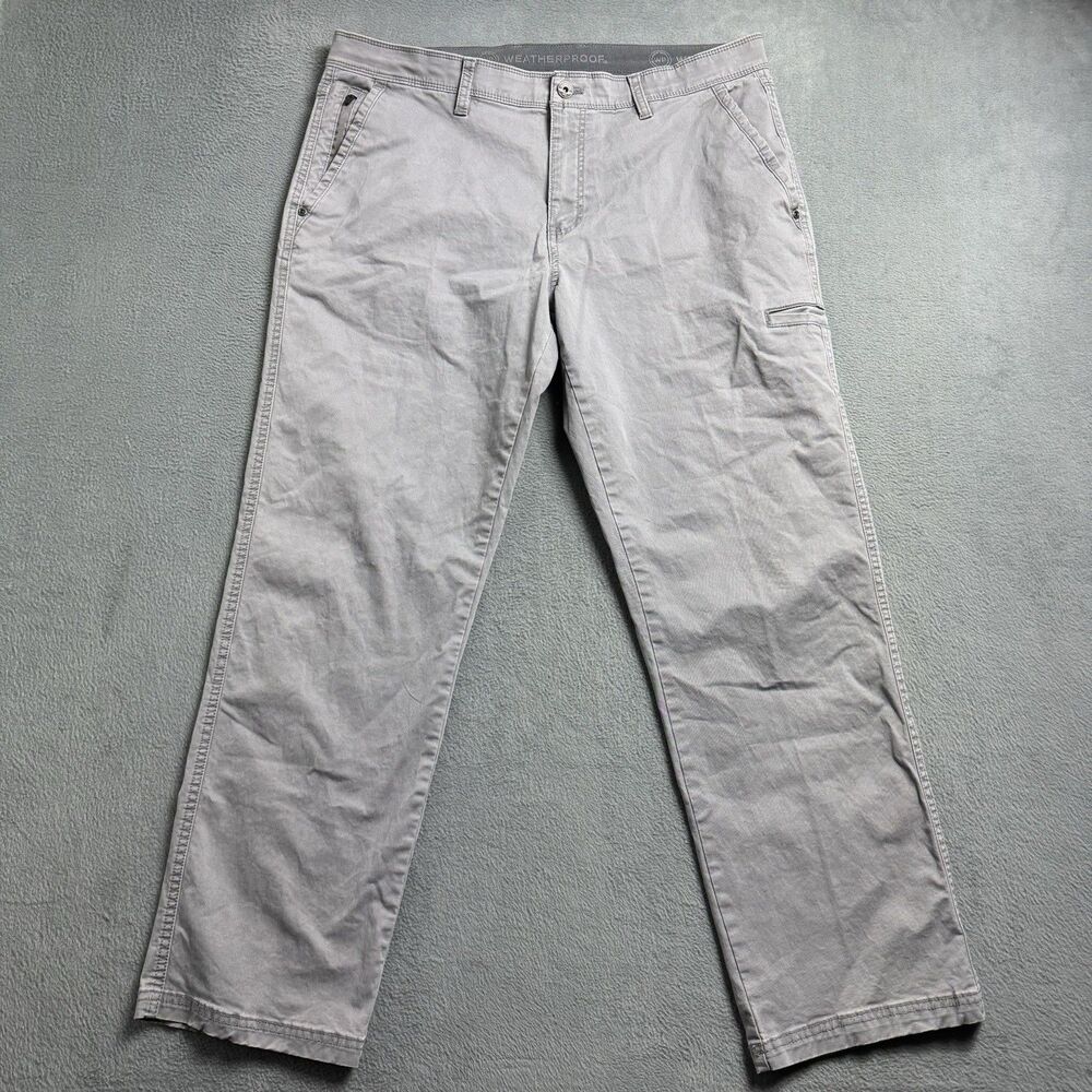 Weatherproof Mens 36x30 Straight Chino Pants Gray Outdoor Stretch EUC